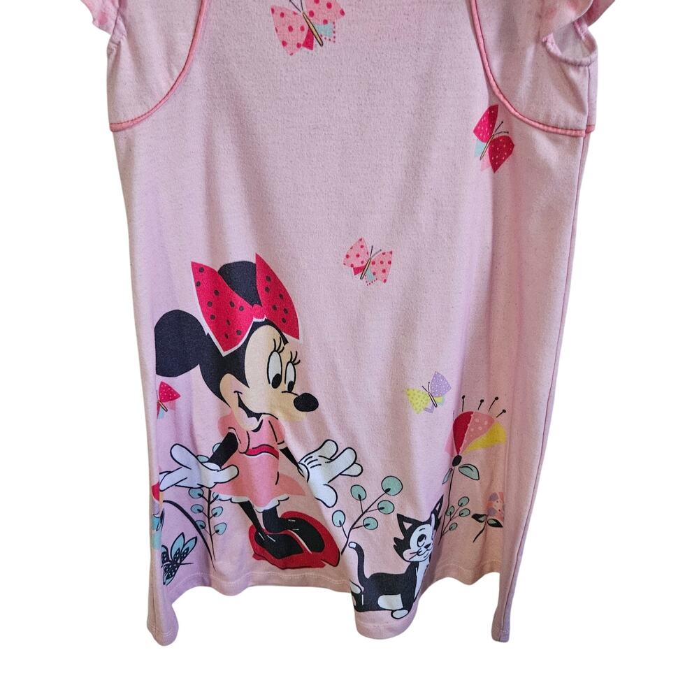 Disney Girls Size 5/6 Minnie Mouse & Kitty Pajama Dress Pink Ruffle Nightie - Picture 3 of 5